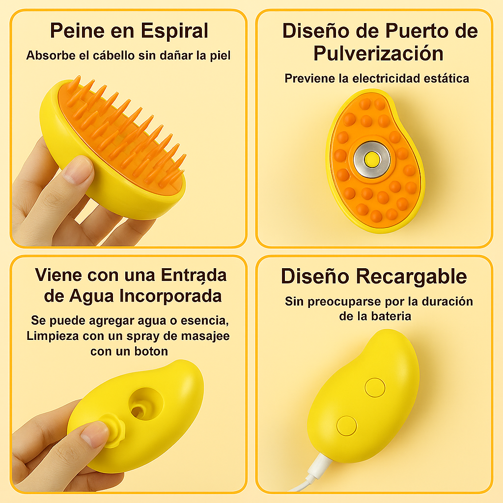 Cepillo de vapor para mascotas: Baño Express sem Estresse