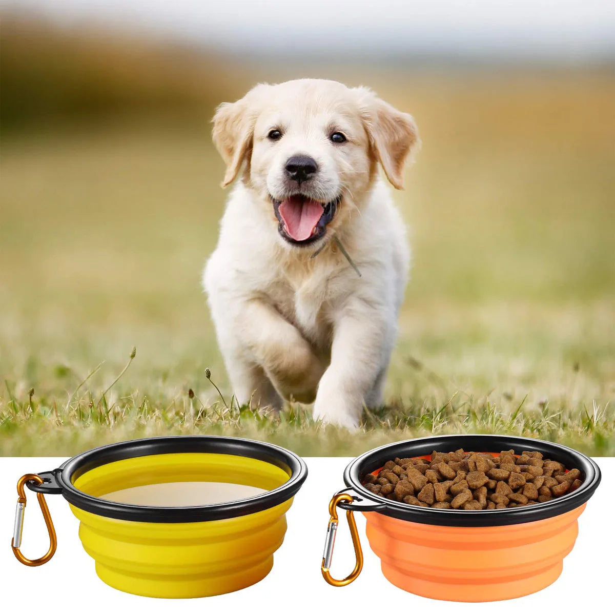 Comedero plegable de silicona para perros