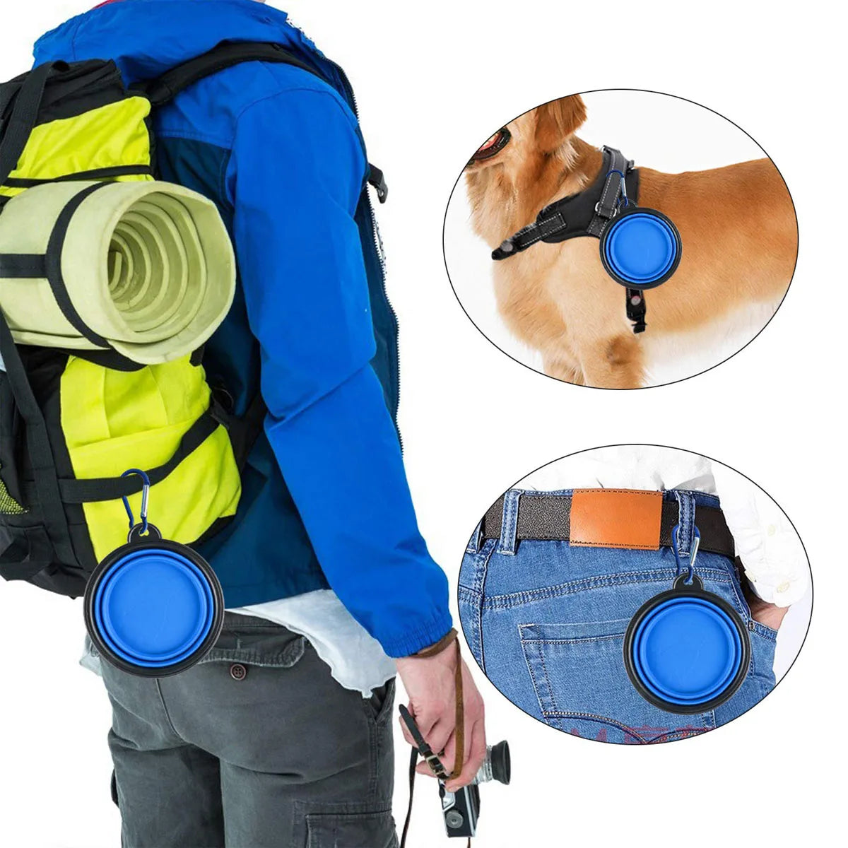 Comedero plegable de silicona para perros