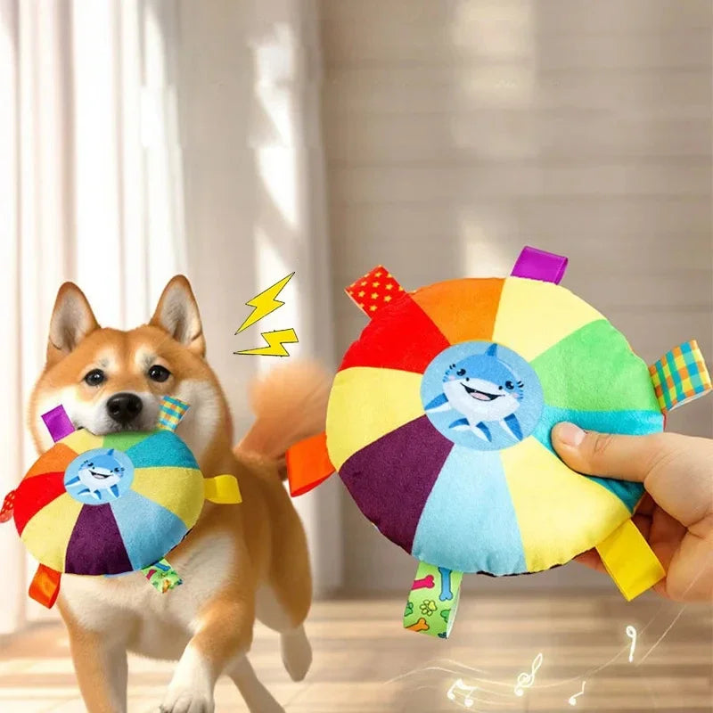Divertidos juguetes de peluche de arcoíris para perros
