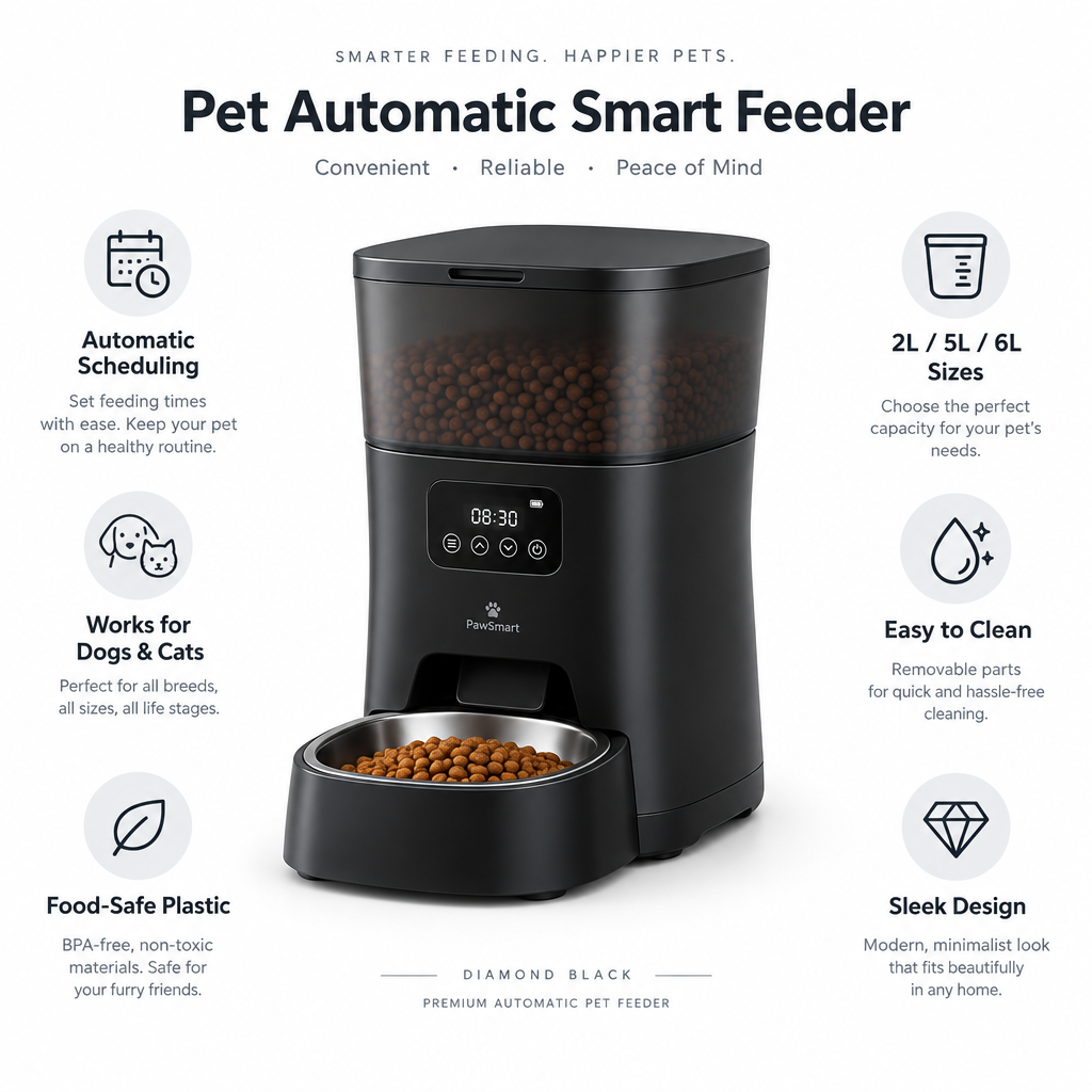 Pet Automatic Smart Feeder – Auto Dispenser for Dogs & Cats